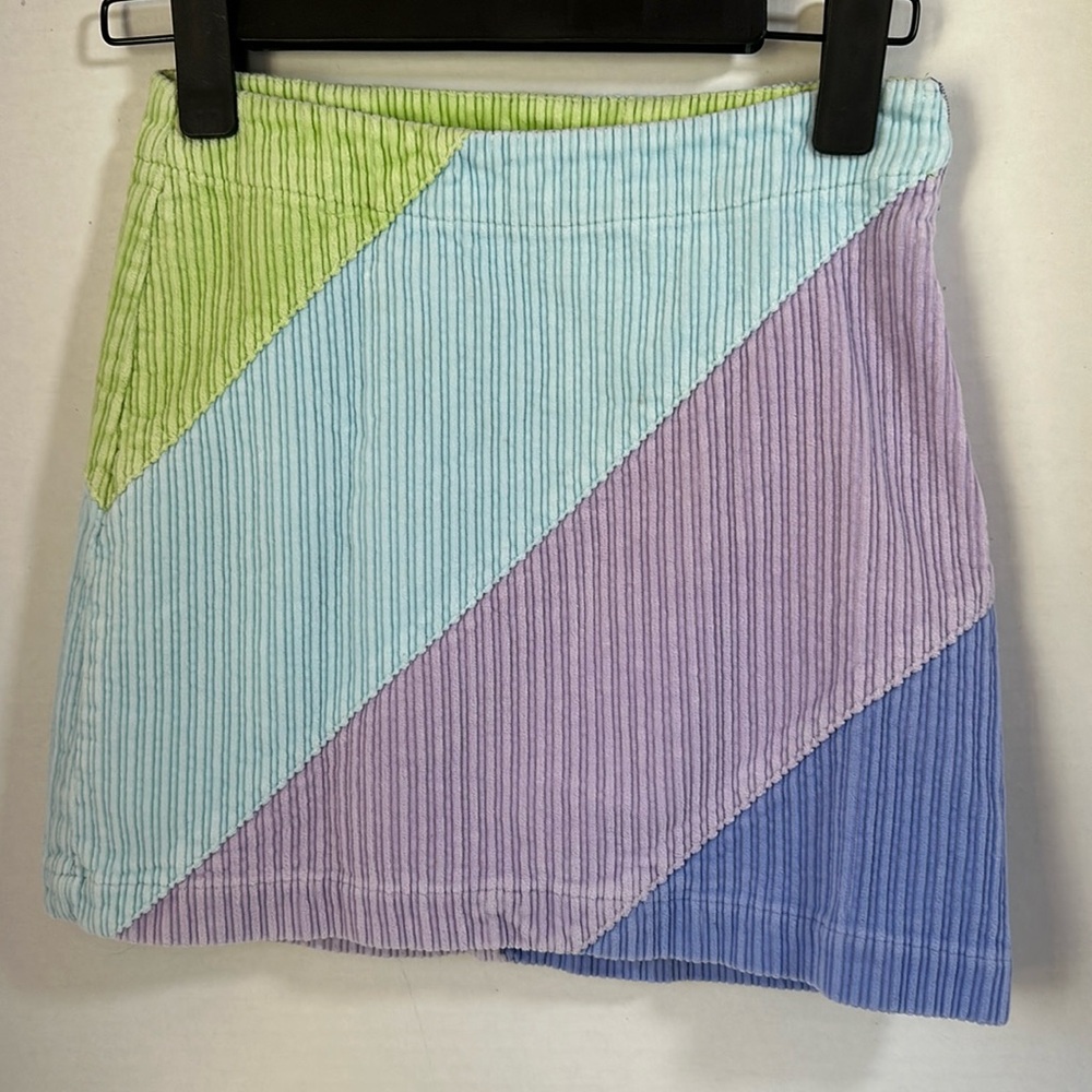 Talbots pastel corduroy girls skirt size 7 blue purple green